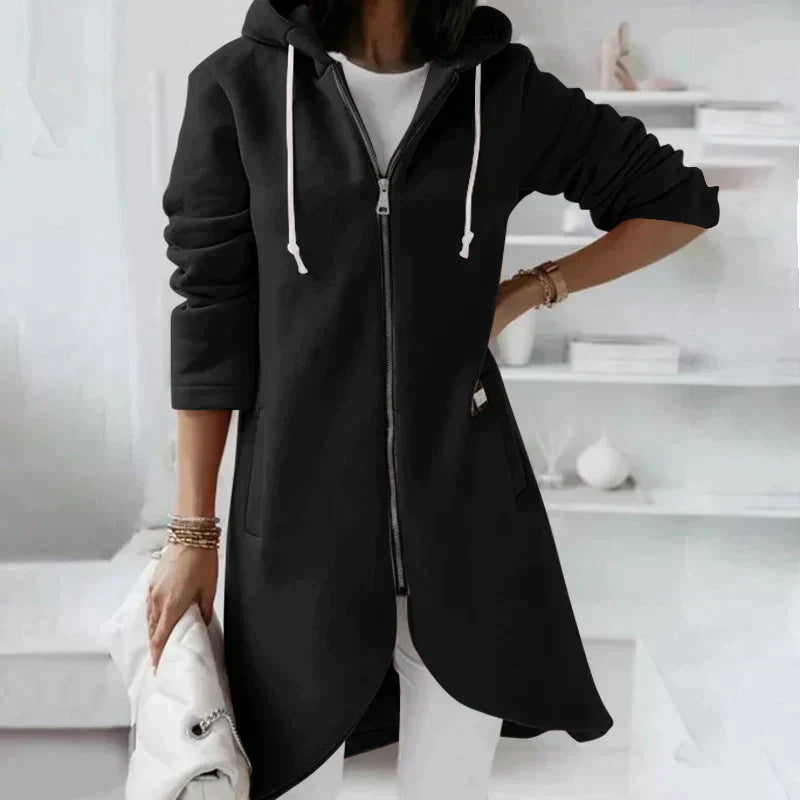 Damen-Hoodie, lang, mit Reißverschluss, erstklassiges Material-4