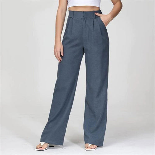 Damen-Anzughose, hohe Taille, stretchiger Stoff, elegantes Design-1