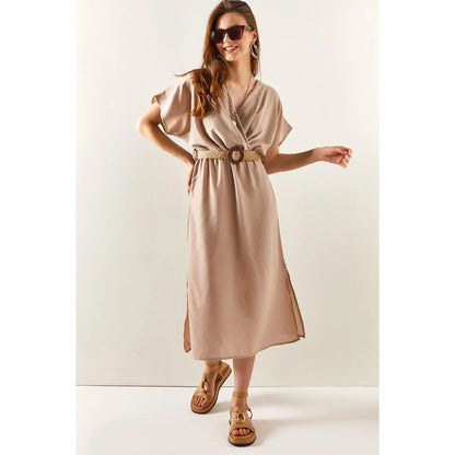 Damen-Sommerkleid mit doppelten Schlitzen aus 100% Baumwolle-1