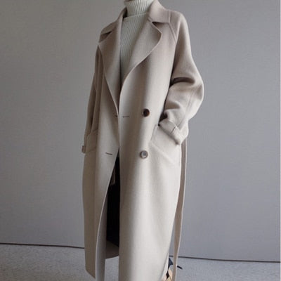 Variant image for Damen-Mantel Lang Klassische Wollmischung Elegant-6