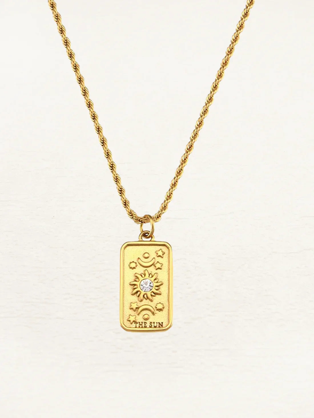 Damen-Halskette, Tarotkarte, Sonne, Gold, elegant, Schmuckstück-3