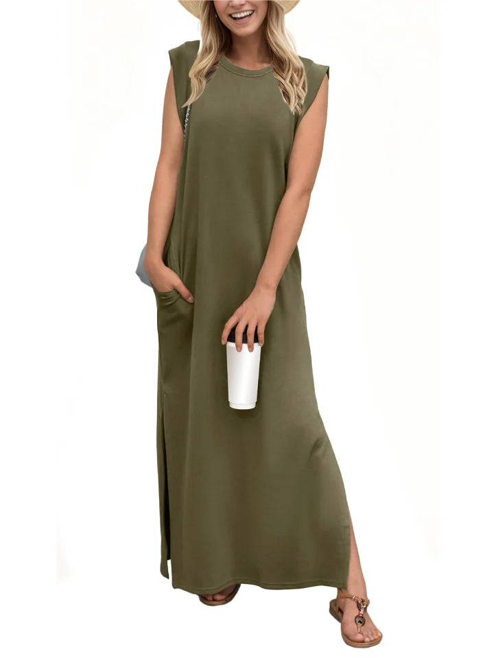 Damen-Kleid, gestrickt, mit Schlitz, Acryl-5