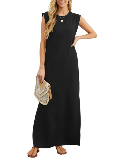 Damen-Kleid, gestrickt, mit Schlitz, Acryl-1