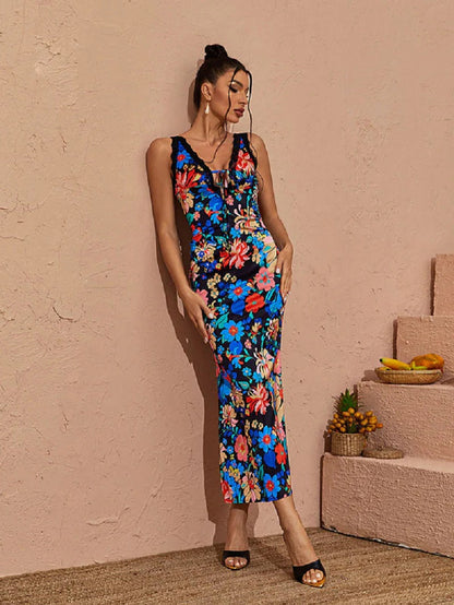 Damen-Maxikleid, Eleganter Hochwertiger Stoff 1