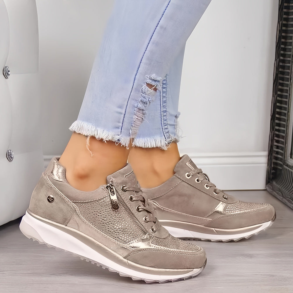 Damen-Freizeitschuhe, mit Reißverschluss, PU, Gummi-2