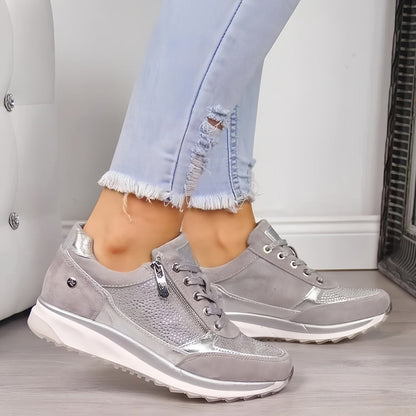 Damen-Freizeitschuhe, mit Reißverschluss, PU, Gummi-5