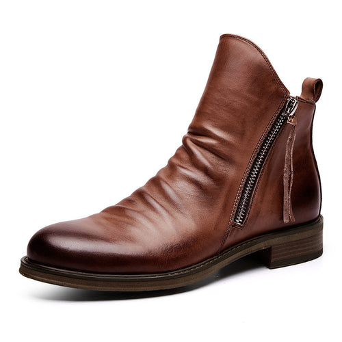 Hohe Herren-Stiefel, PU, Material, mit dekorativem Reißverschluss-1