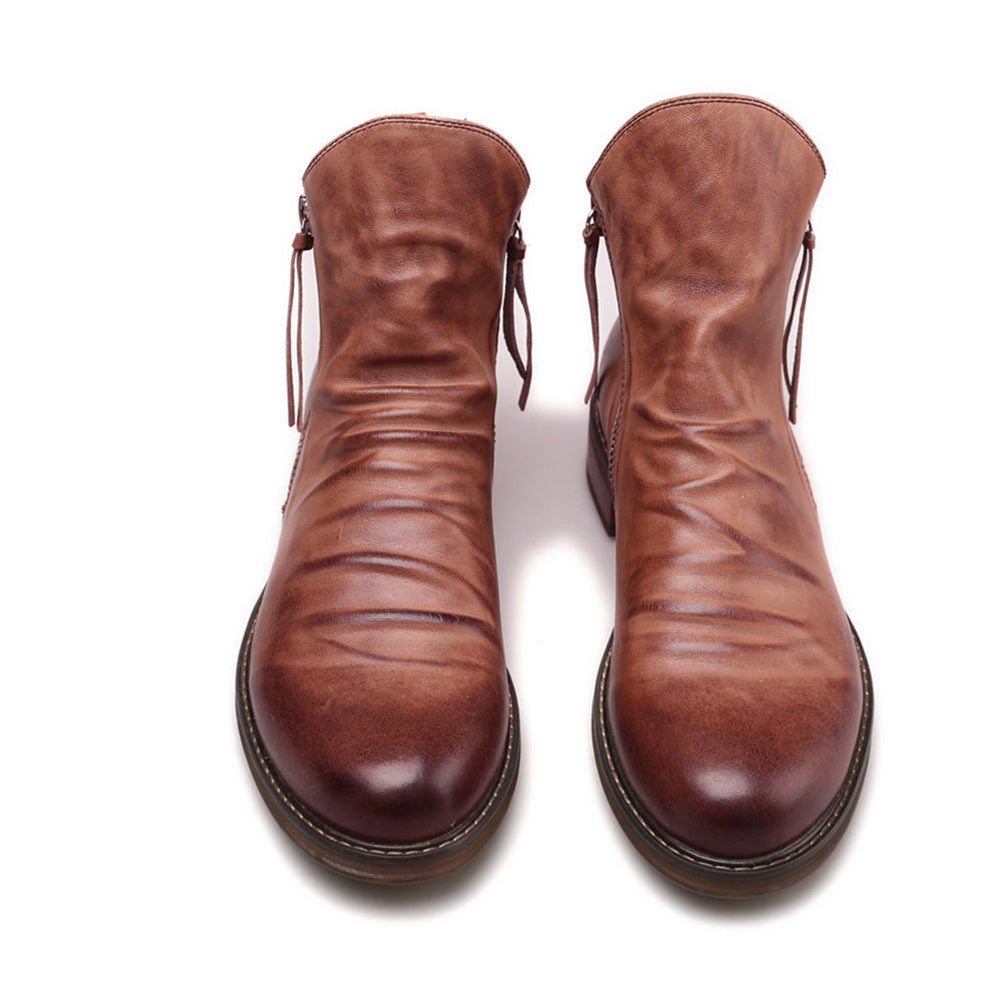Hohe Herren-Stiefel, PU, Material, mit dekorativem Reißverschluss-5