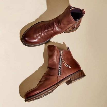 Hohe Herren-Stiefel, PU, Material, mit dekorativem Reißverschluss-2