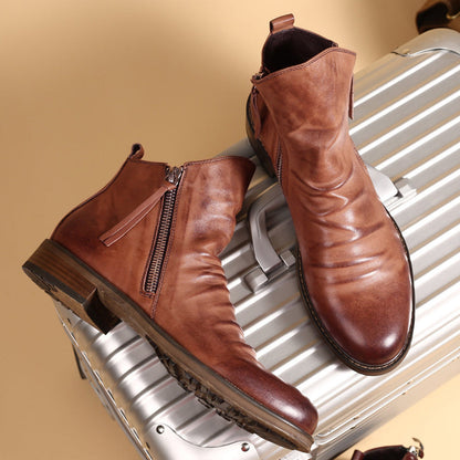 Hohe Herren-Stiefel, PU, Material, mit dekorativem Reißverschluss-4