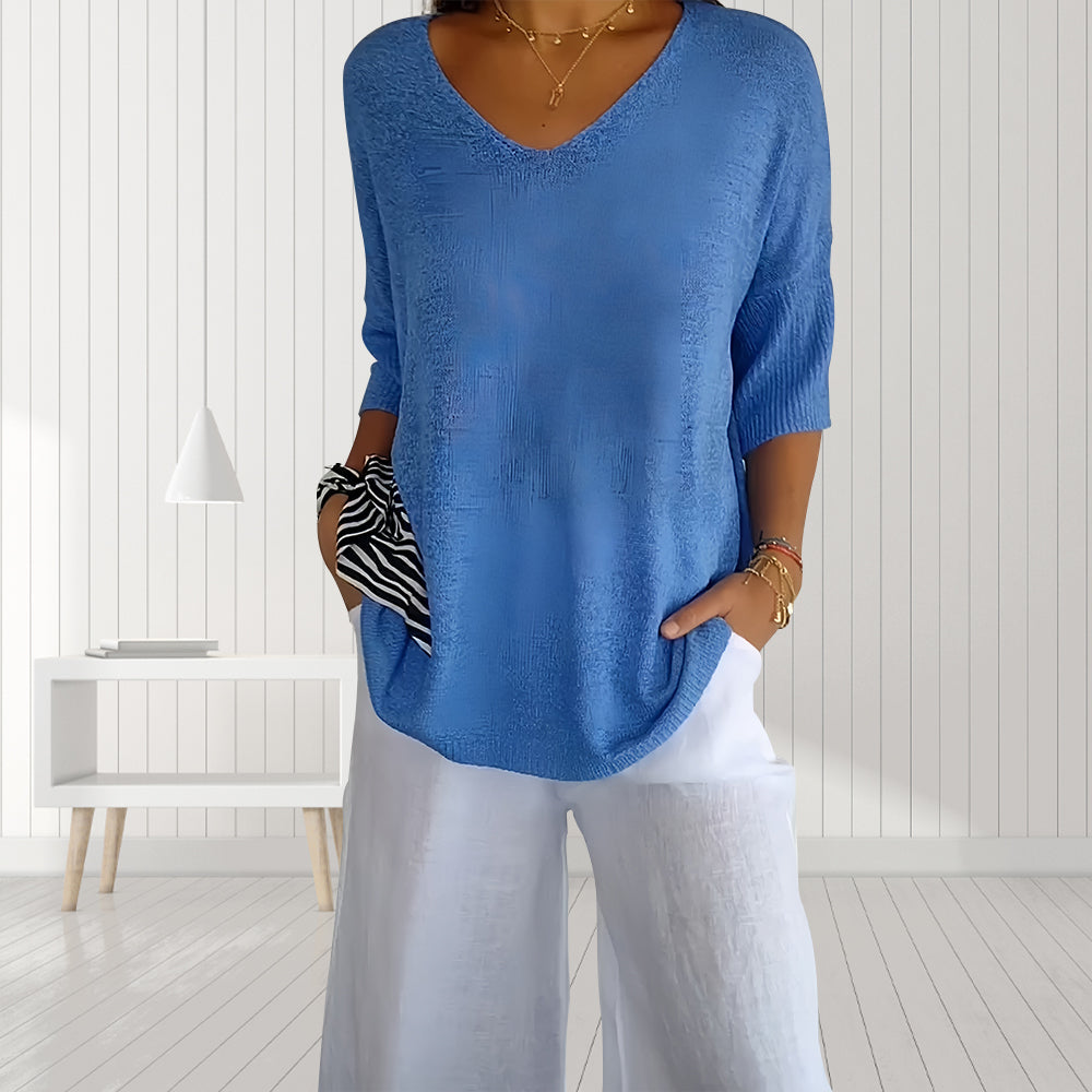 Variant image for Damen-Top, V-Ausschnitt, halbe Ärmel, Polyester-57