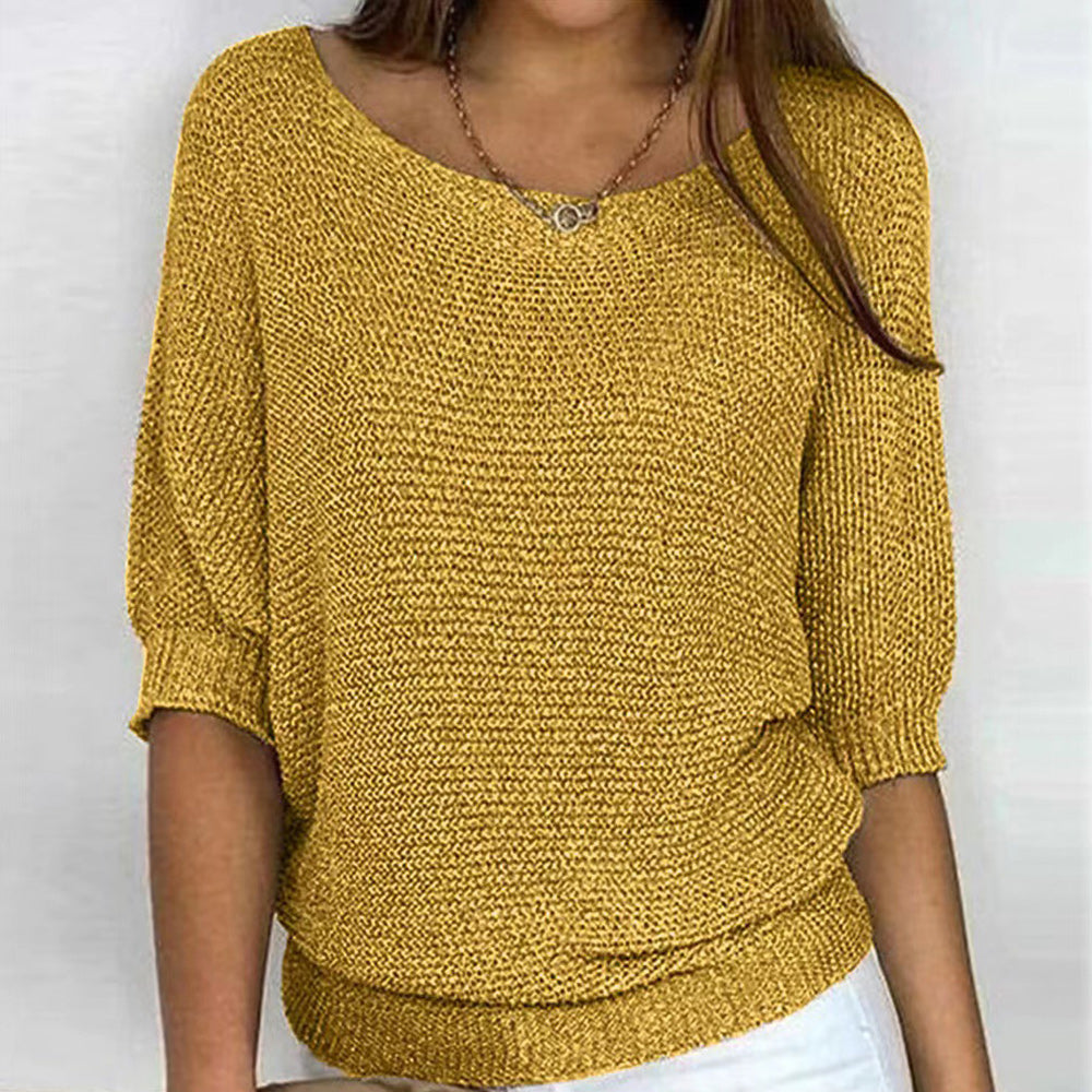 Damen-Rundhalspullover, Dreiviertelärmel, Polyester-2