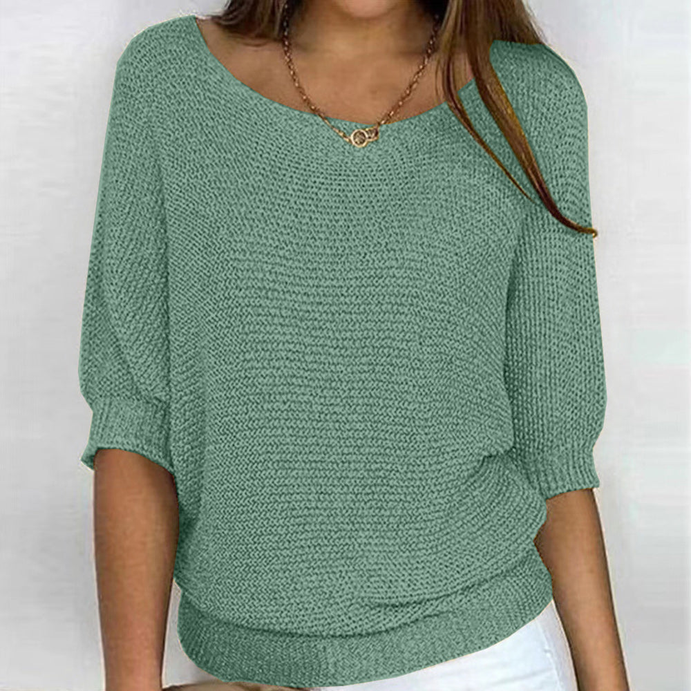 Damen-Rundhalspullover, Dreiviertelärmel, Polyester-3