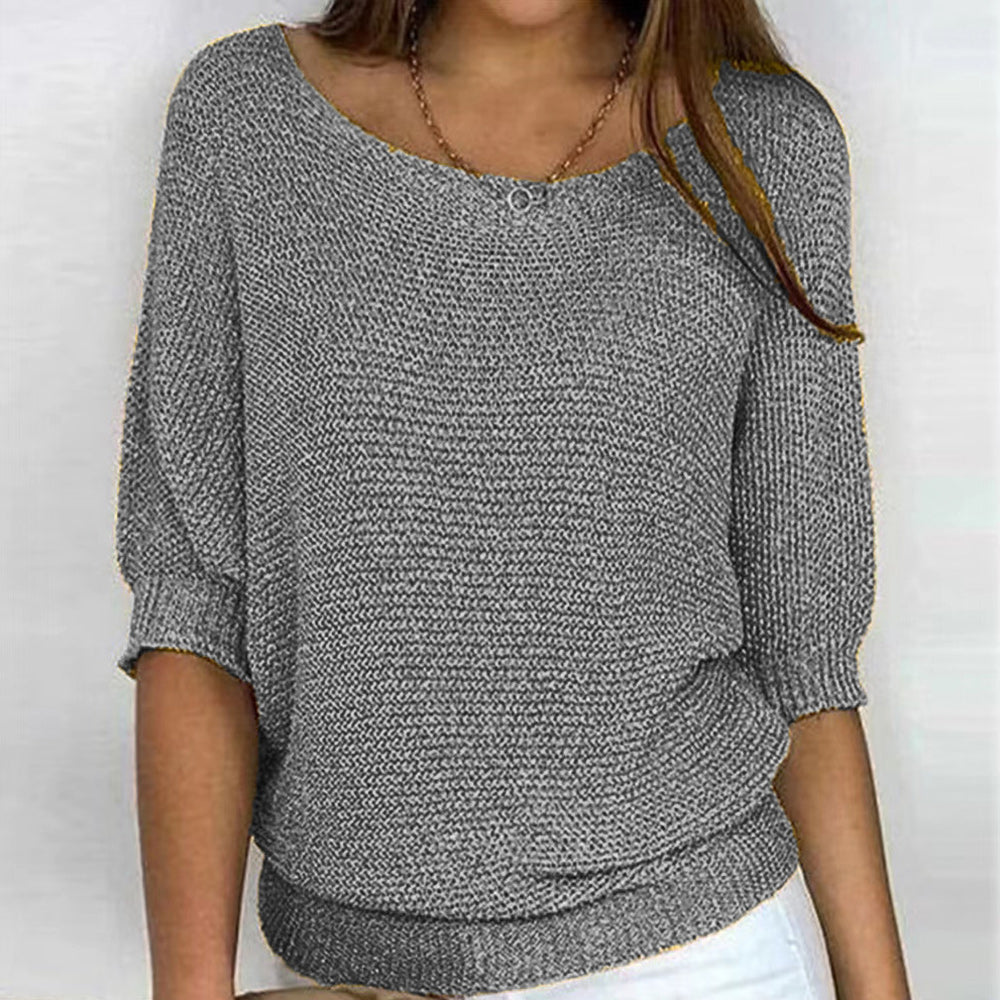 Damen-Rundhalspullover, Dreiviertelärmel, Polyester-4