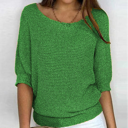 Damen-Rundhalspullover, Dreiviertelärmel, Polyester-6
