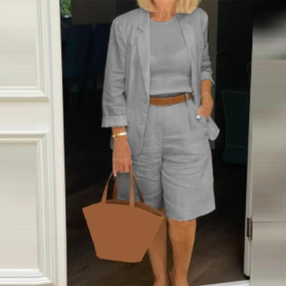Variant image for Damen-Blazer, Shorts, Set, elegante Baumwolle-1