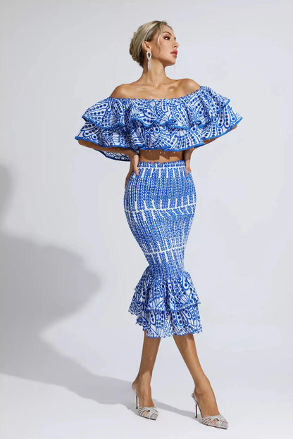 Damen-Outfit, Boho-Chic, Seide, elegant, geraffter Rock 3