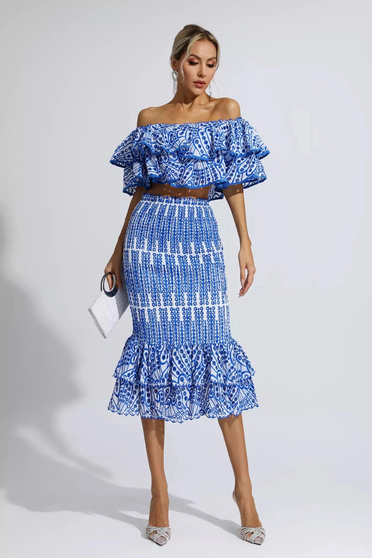 Damen-Outfit, Boho-Chic, Seide, elegant, geraffter Rock 9