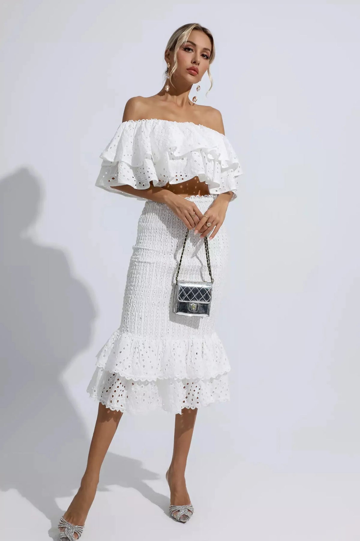 Damen-Outfit, Boho-Chic, Seide, elegant, geraffter Rock 4