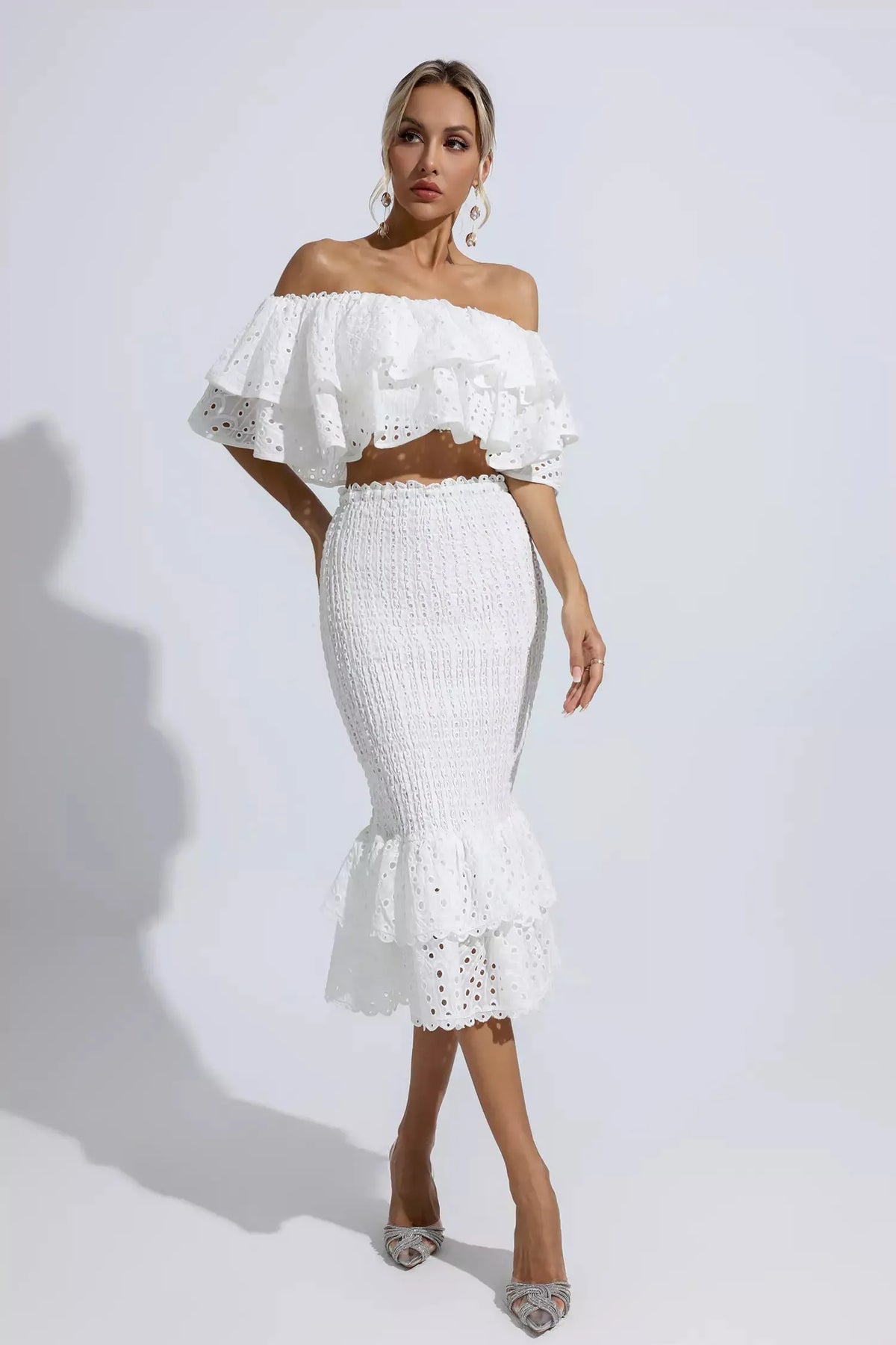 Damen-Outfit, Boho-Chic, Seide, elegant, geraffter Rock 10