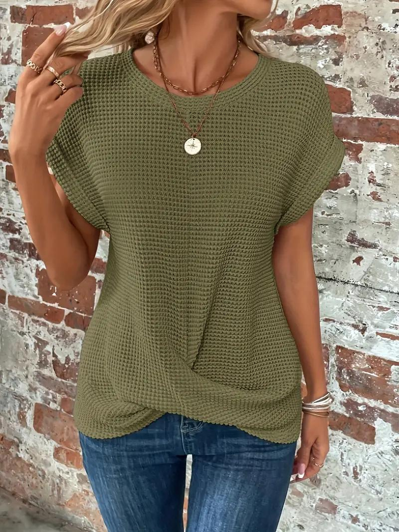 Variantenbild für Damen-Strick-T-Shirt, lässig, 100% Baumwolle-11