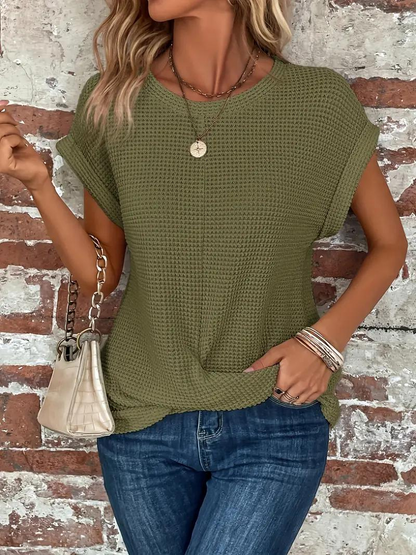 Damen-T-Shirt in lässigem Strick aus 100 % Baumwolle-6