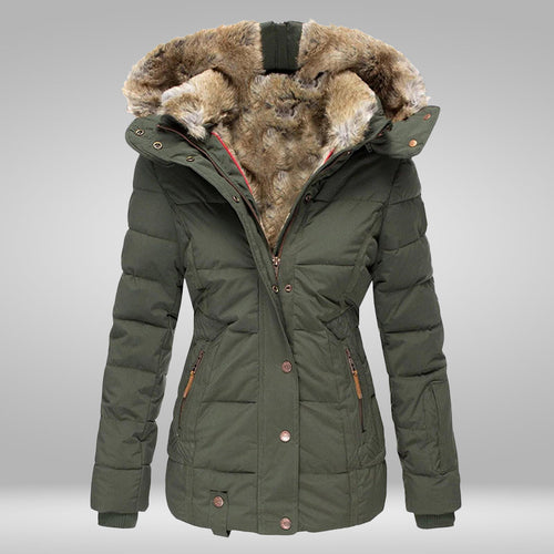 Damen-Winterjacke mit Kunstfellkapuze, elegant und wetterfest-1