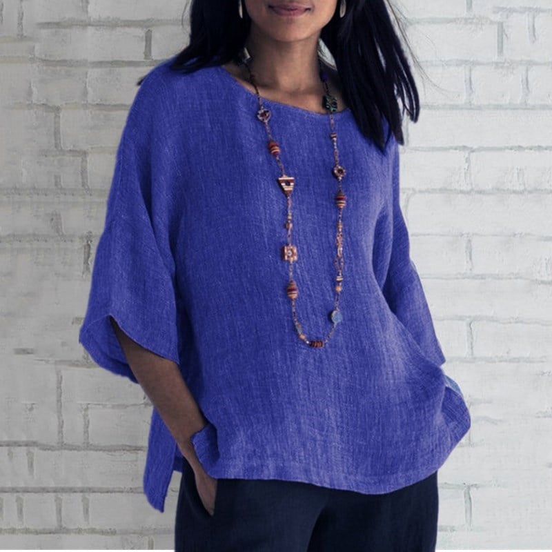 Lässiges Damen-Top aus Baumwolle mit 3/4-Ärmeln – vielseitiges, schlichtes Design 3