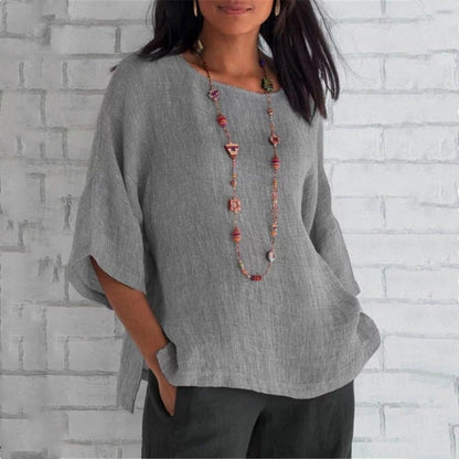 Lässiges Damen-Top aus Baumwolle mit 3/4-Ärmeln – vielseitiges, schlichtes Design 4