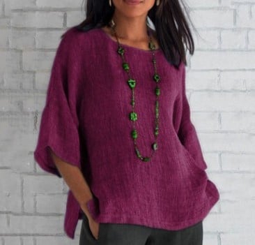 Lässiges Damen-Top aus Baumwolle mit 3/4-Ärmeln – vielseitiges, schlichtes Design 10