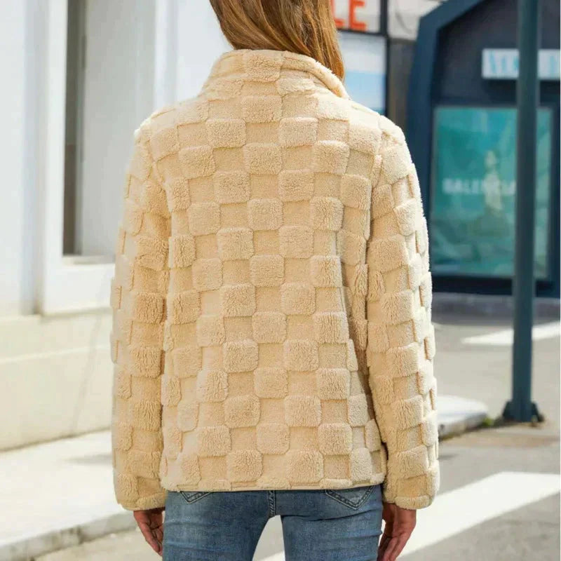 Damen-Fleecejacke, kurz, modernes Design, weicher Fleece-3