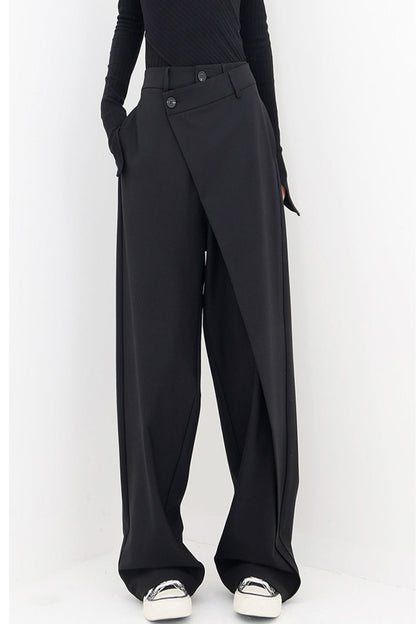 Damen-baggye-Hose, asymmetrisches Design, Baumwolle-1