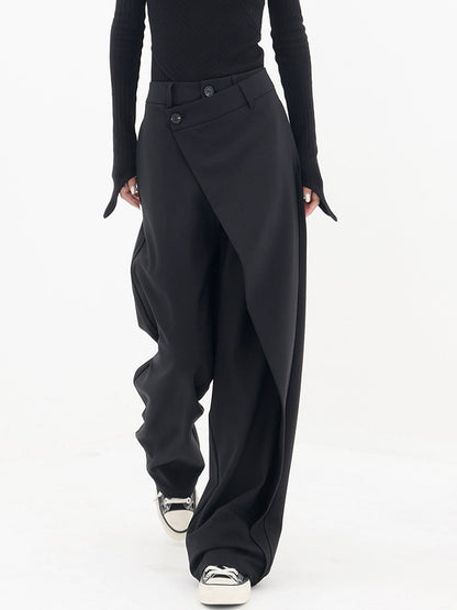 Damen-baggye-Hose, asymmetrisches Design, Baumwolle-2