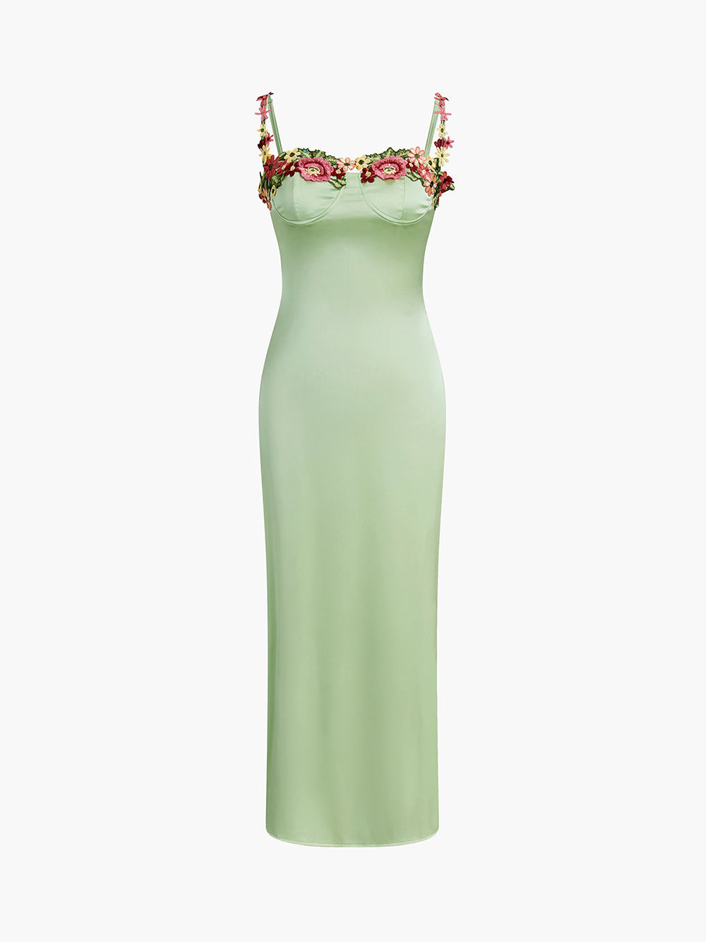 Variant image for Damen-Maxikleid, geblümt Satin, fließendes-5