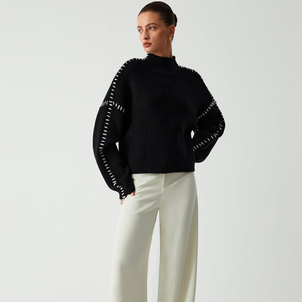 Damen-Pullover, atmungsaktiver Stoff, runder Ausschnitt, elegantes Design-1