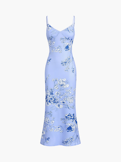 Damen-langes Kleid, Blumenmuster, Polyester 1
