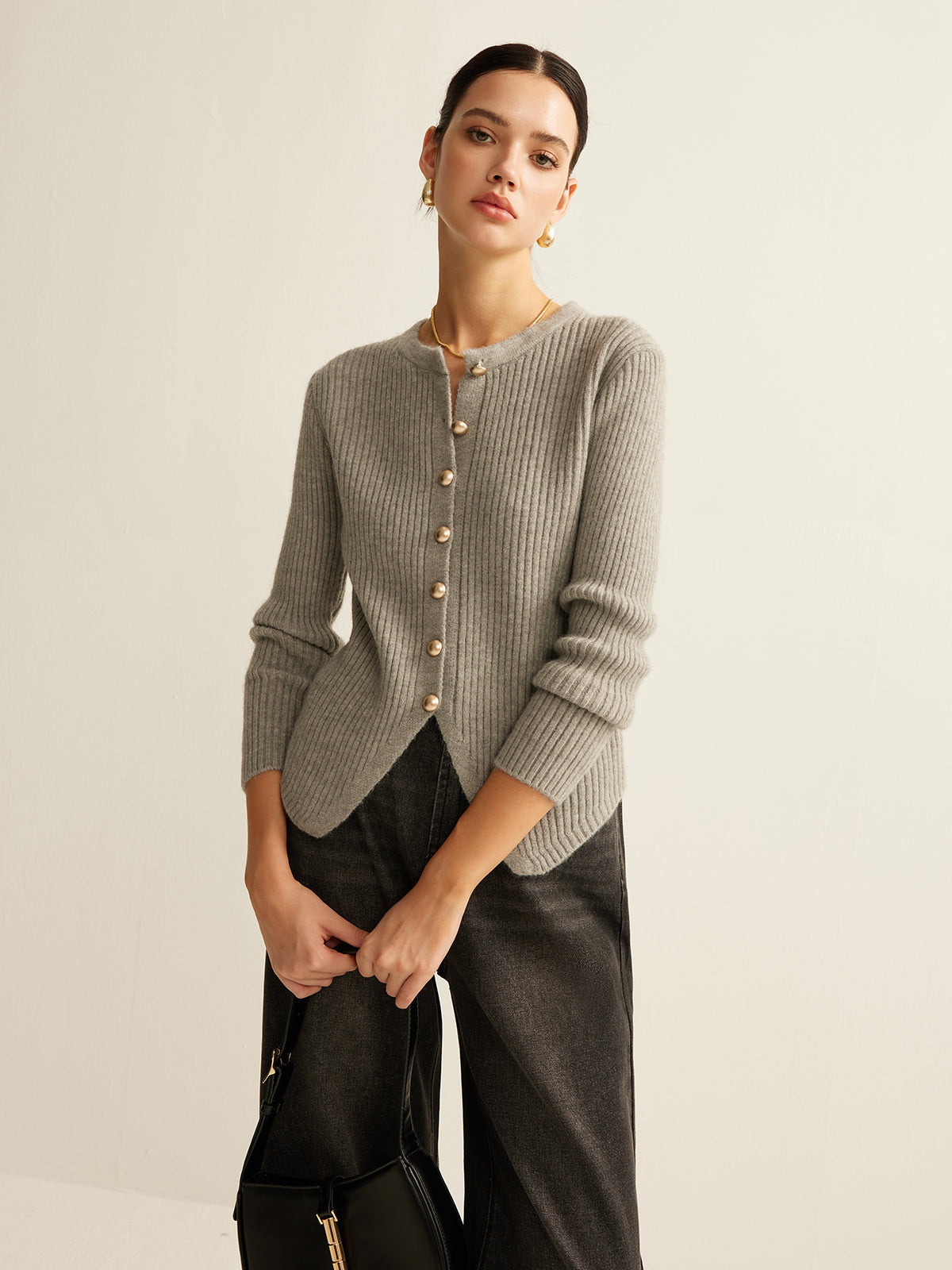 Damen-Pullover mit Knopfdetails, Polyester und Baumwolle-6