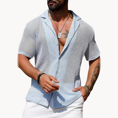 Herrenhemd, kurzärmlig, gestricktes Baumwoll-Polyester-5