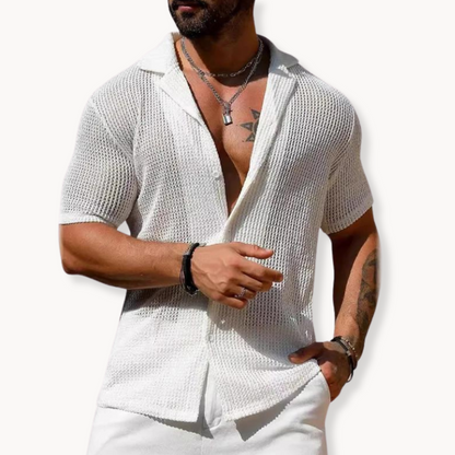 Herrenhemd, kurzärmlig, gestricktes Baumwoll-Polyester-6