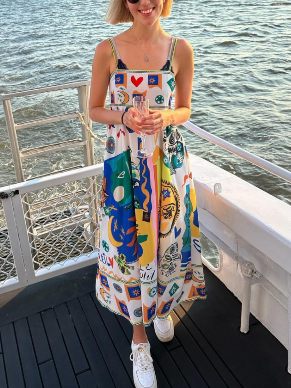 Ärmelloses Kleid für Damen mit Grafikdruck – Leichte und luftige Polyester für Sommer-Events 1