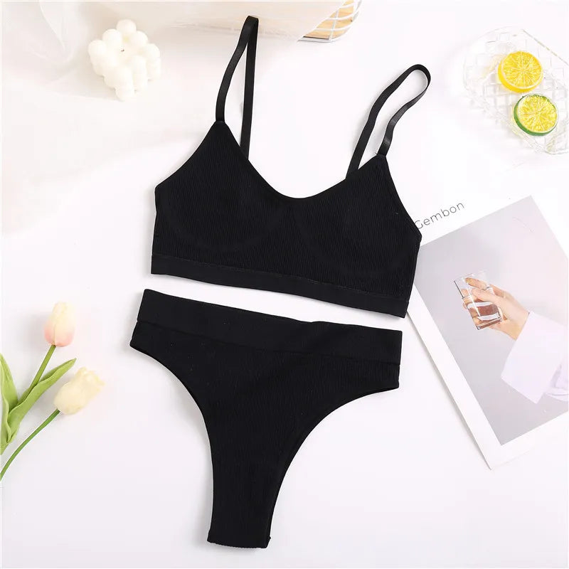 Damenunterwäsche-Set, nahtlos, hohe Taille, weiches Nylon-2