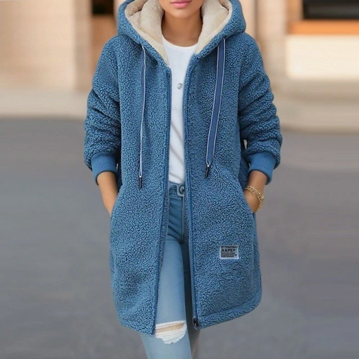 Damen-Fleecejacke aus warmem Polyester mit Taschen - moderne Passform für den Winter, in mehreren Größen erhältlich 1