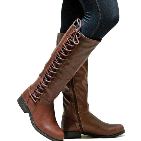 Damen-Lange Stiefel, Schnürung, isoliert, hochwertiger Stoff-3