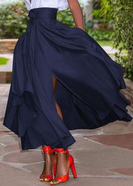 Damen-Langer Rock, Spitzendetails, Polyester, elegant fließend 1