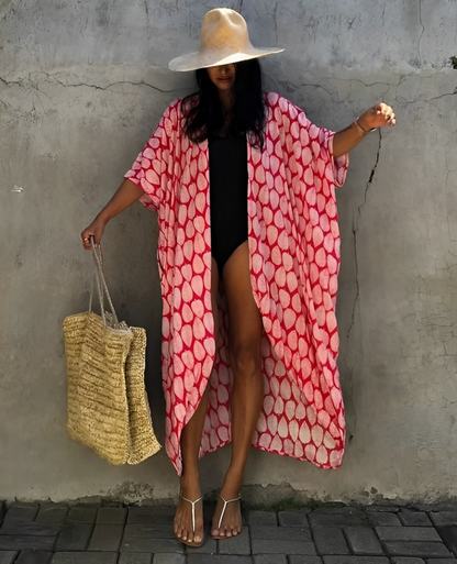 Variant image for Damen-Kimono, lang, gemustertes Polyester, Boho-Stil-2