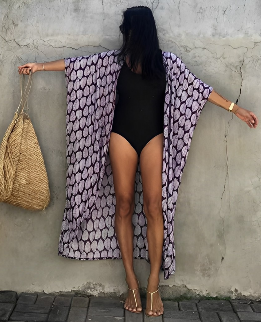 Variant image for Damen-Kimono, lang, gemustertes Polyester, Boho-Stil-5