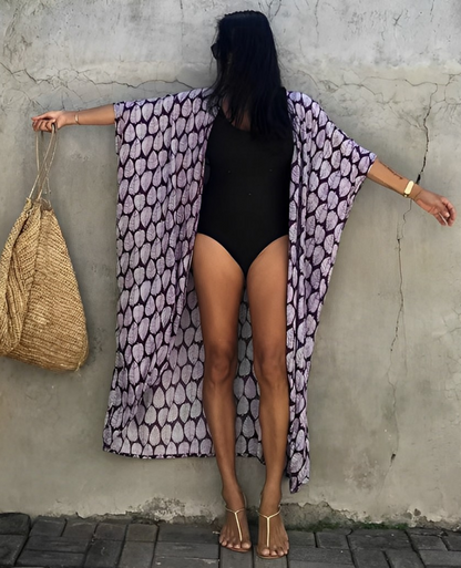 Variant image for Damen-Kimono, lang, gemustertes Polyester, Boho-Stil-5