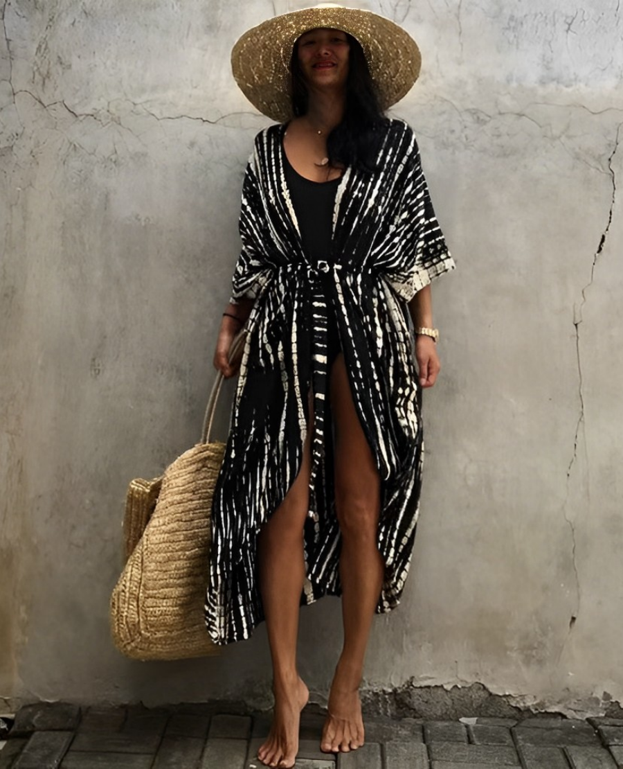 Variant image for Damen-Kimono, lang, gemustertes Polyester, Boho-Stil-13