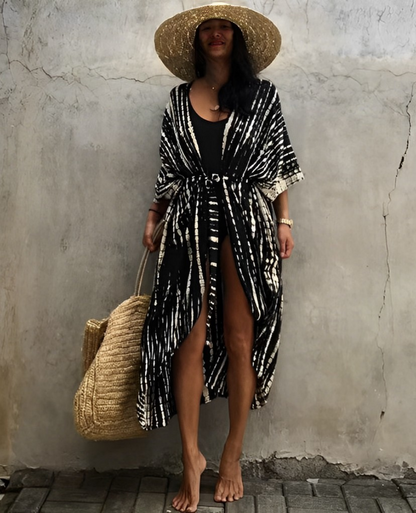 Variant image for Damen-Kimono, lang, gemustertes Polyester, Boho-Stil-13