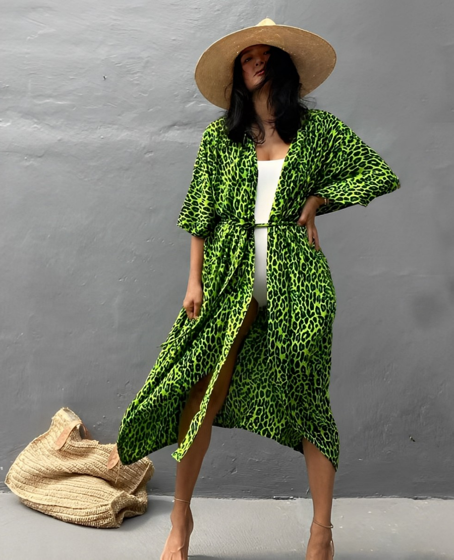 Variant image for Damen-Kimono, lang, gemustertes Polyester, Boho-Stil-8